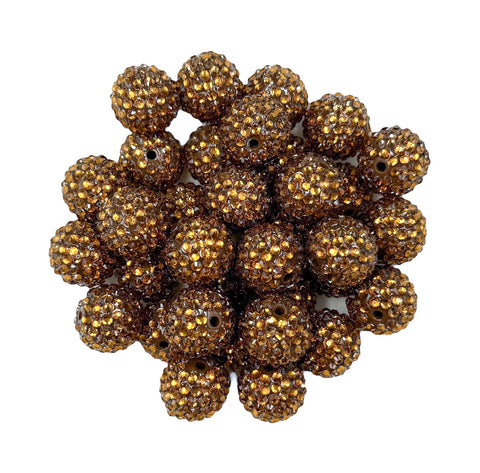 20mm Brown Sparkly AB Rhinestone Chunky Beads