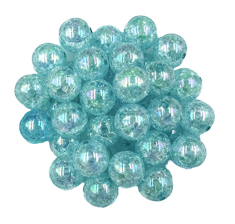 20mm Aqua Blue Crackle Acrylic Beads