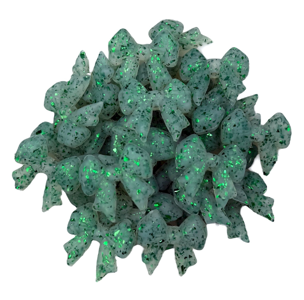 Green Glitter Silicone Focal Beads