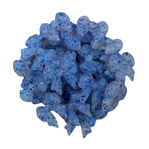 Blue Glitter Silicone Focal Beads