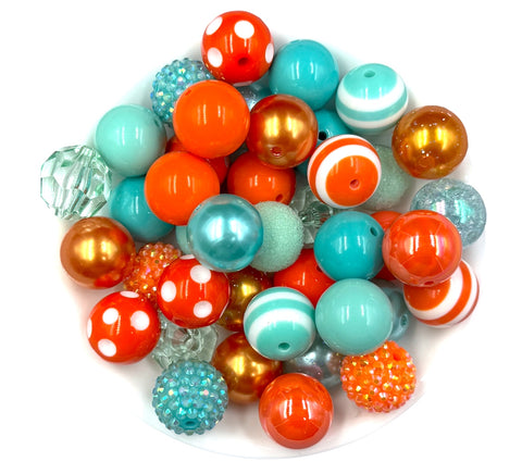 20mm Orange and Mint BULK Chunky Acrylic Bead Mix