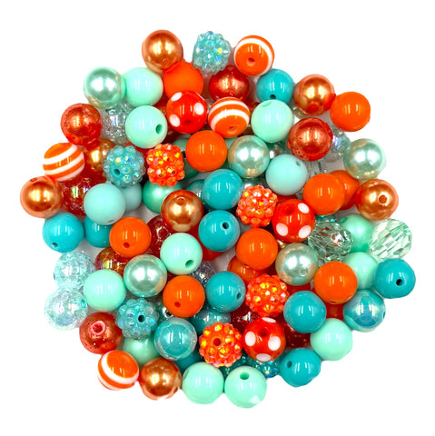 12mm Orange and Mint BULK Acrylic Bead Mix