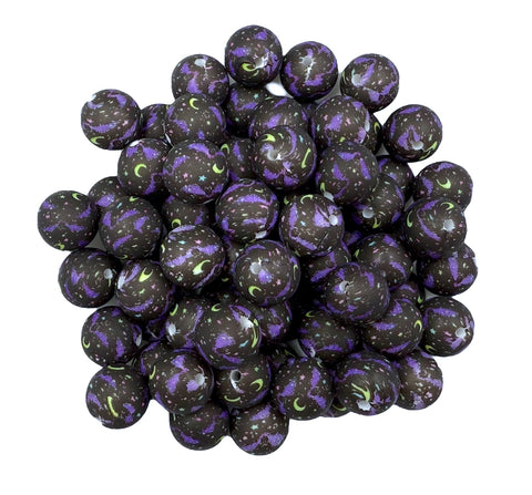 Halloween Night Print Silicone Beads--15mm