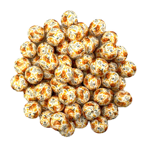 Witch Jack-O-Lantern Halloween Print Silicone Beads--15mm