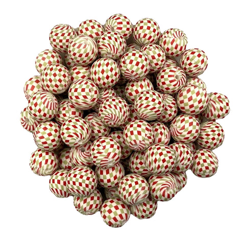 Red & Green Christmas Print Silicone Beads--15mm