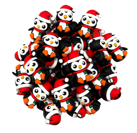 Christmas Penguin 3D Silicone Focal Beads