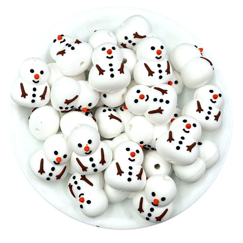 Snowman Christmas 3D Silicone Focal Beads