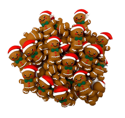 Christmas Gingerbread 3D Silicone Focal Beads