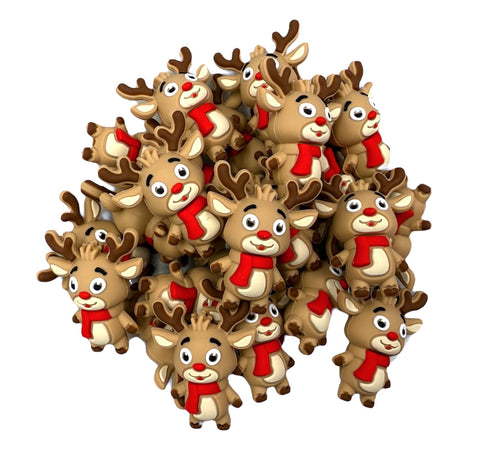 Christmas Reindeer 3D Silicone Focal Beads