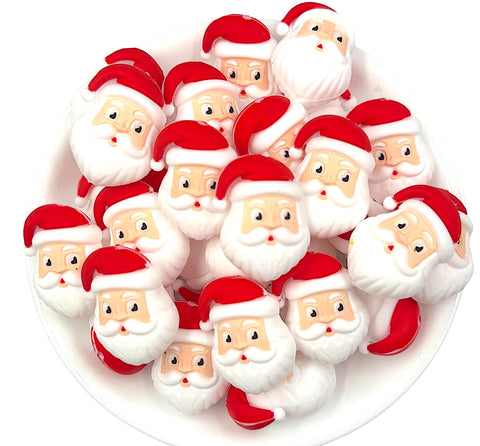 Santa Face Christmas 3D Silicone Focal Beads