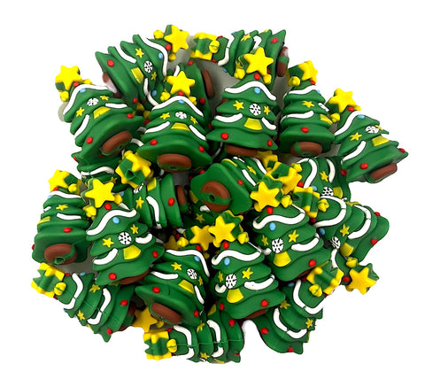 Decorated Christmas Tree 3D Silicone Focal Beads