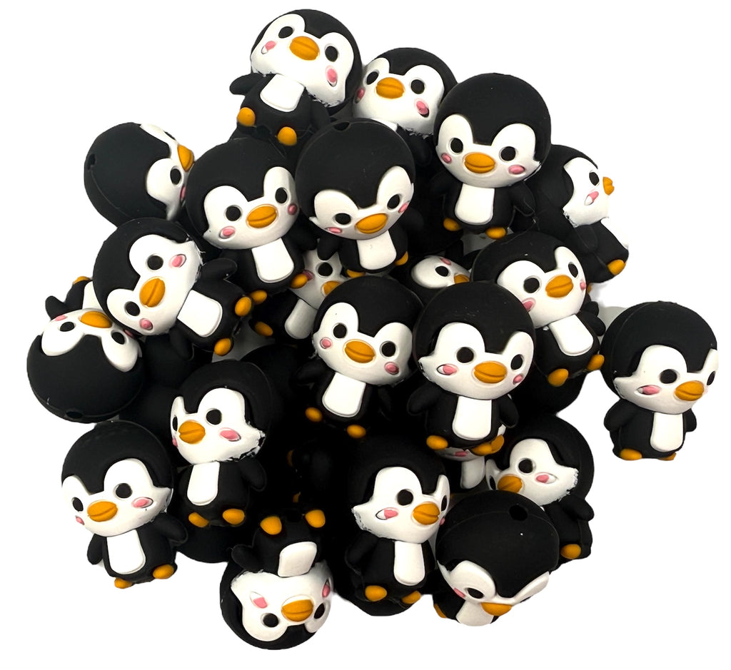 Penguin 3D Silicone Focal Beads
