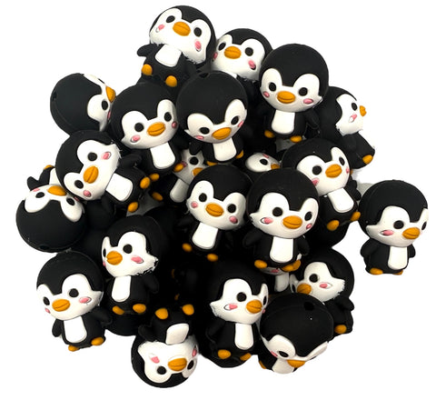 Penguin 3D Silicone Focal Beads