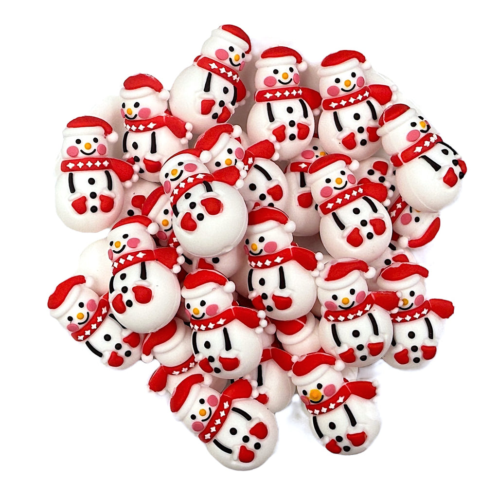 Snowman Christmas 3D Silicone Focal Beads