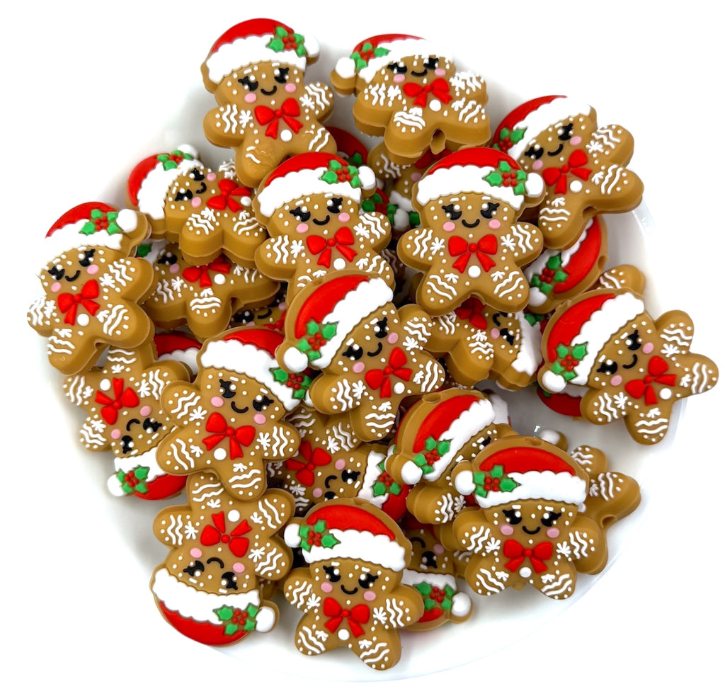 Gingerbread Christmas Silicone Focal Beads