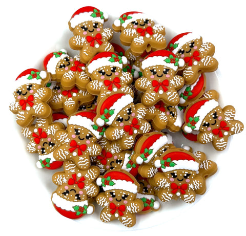 Gingerbread Christmas Silicone Focal Beads