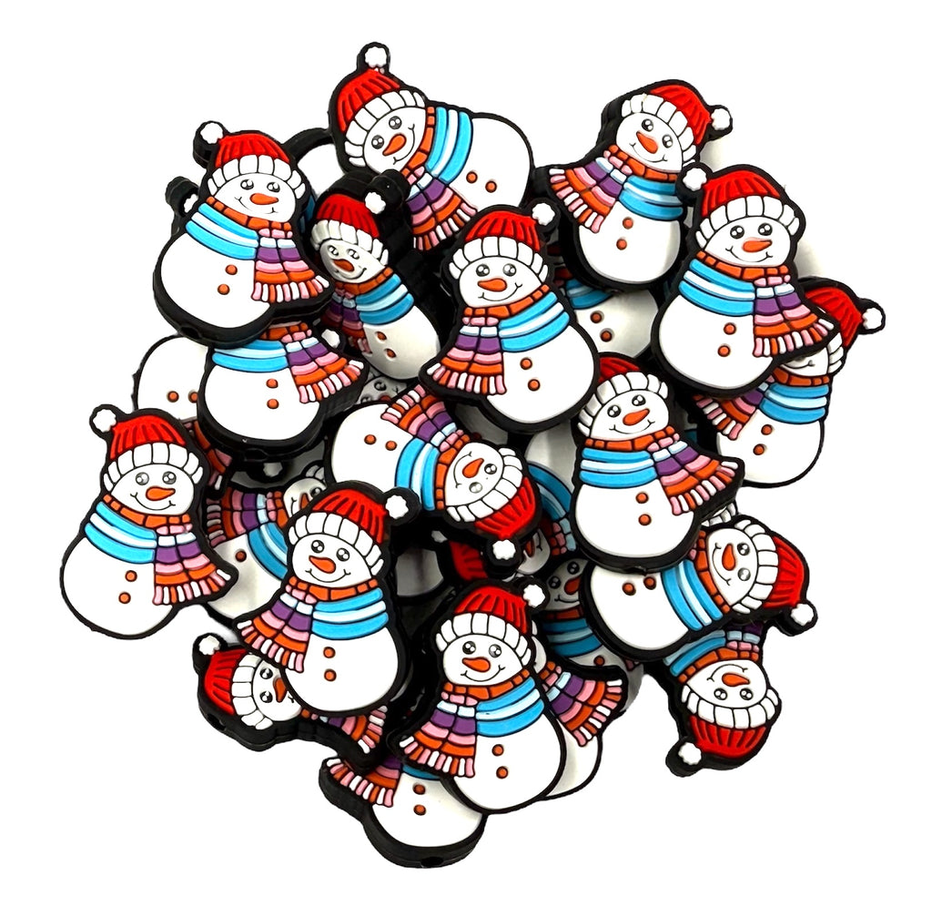 Colorful Snowman Christmas Silicone Focal Beads