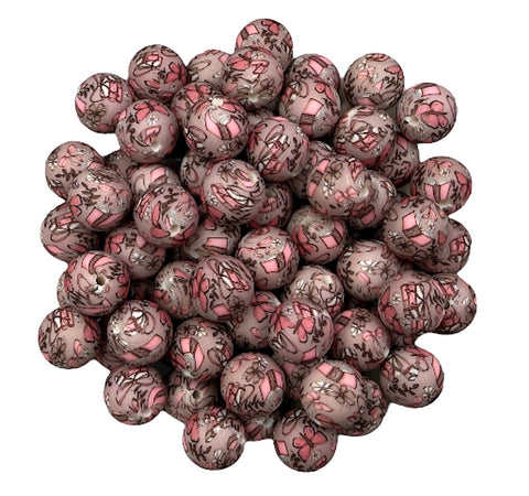 Books & Butterflies Print Silicone Beads--15mm