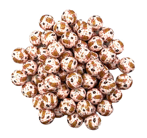 Iced Coffee Print Silicone Beads--15mm