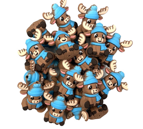 3D Winter Moose Silicone Focal Beads