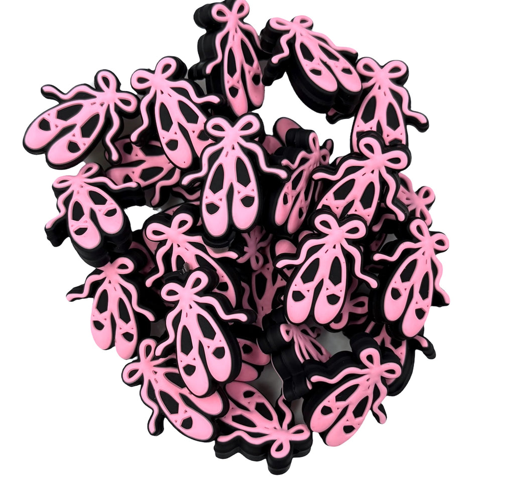 Pink Ballet Slippers Silicone Focal Beads