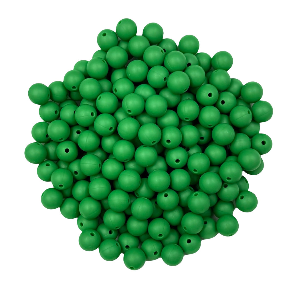 9mm Christmas Green Silicone Beads
