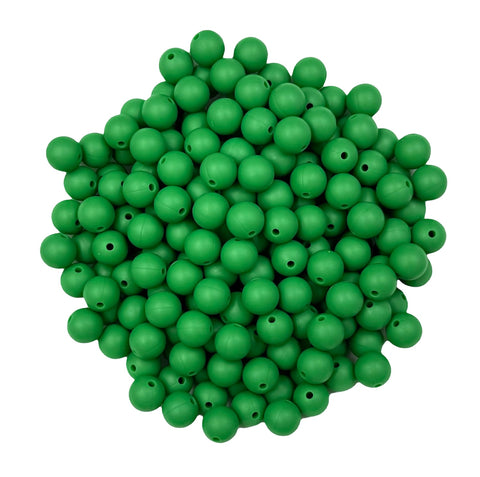 9mm Christmas Green Silicone Beads