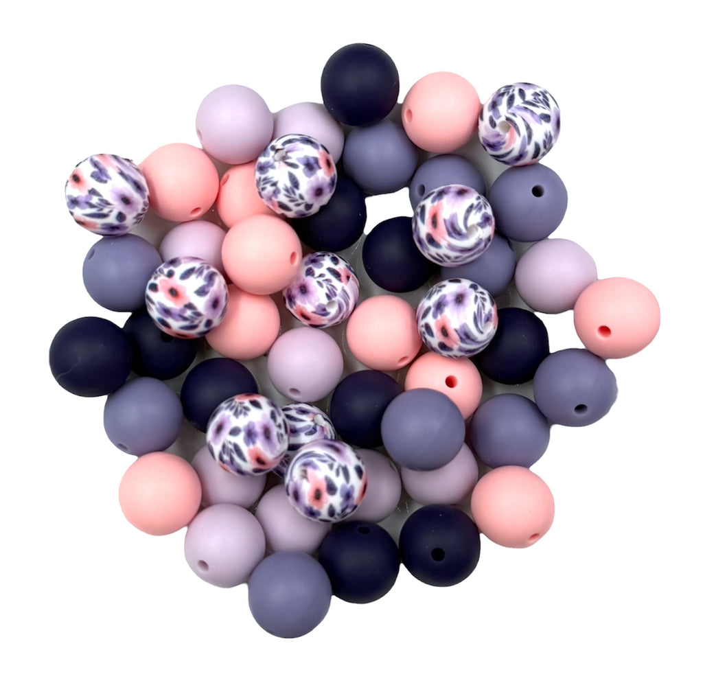 Lavender Bouquet Silicone Bead Mix--Midnight Purple, Lilac, Pink Quartz, Tropical Lilac