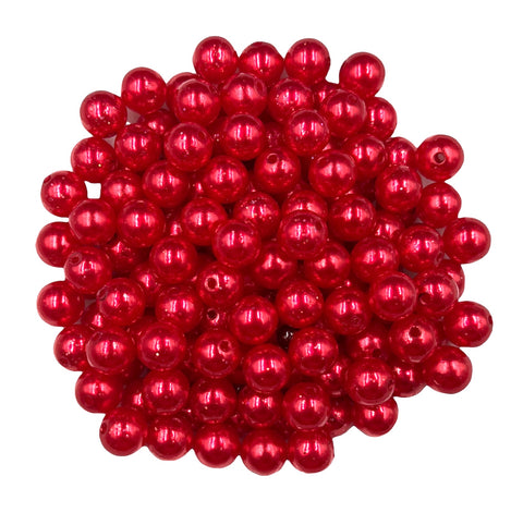 12mm Red Glitter Pearls