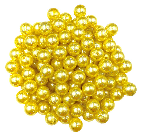 12mm Yellow Glitter Pearls