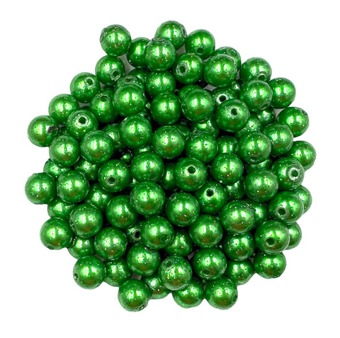 12mm Green Glitter Pearls