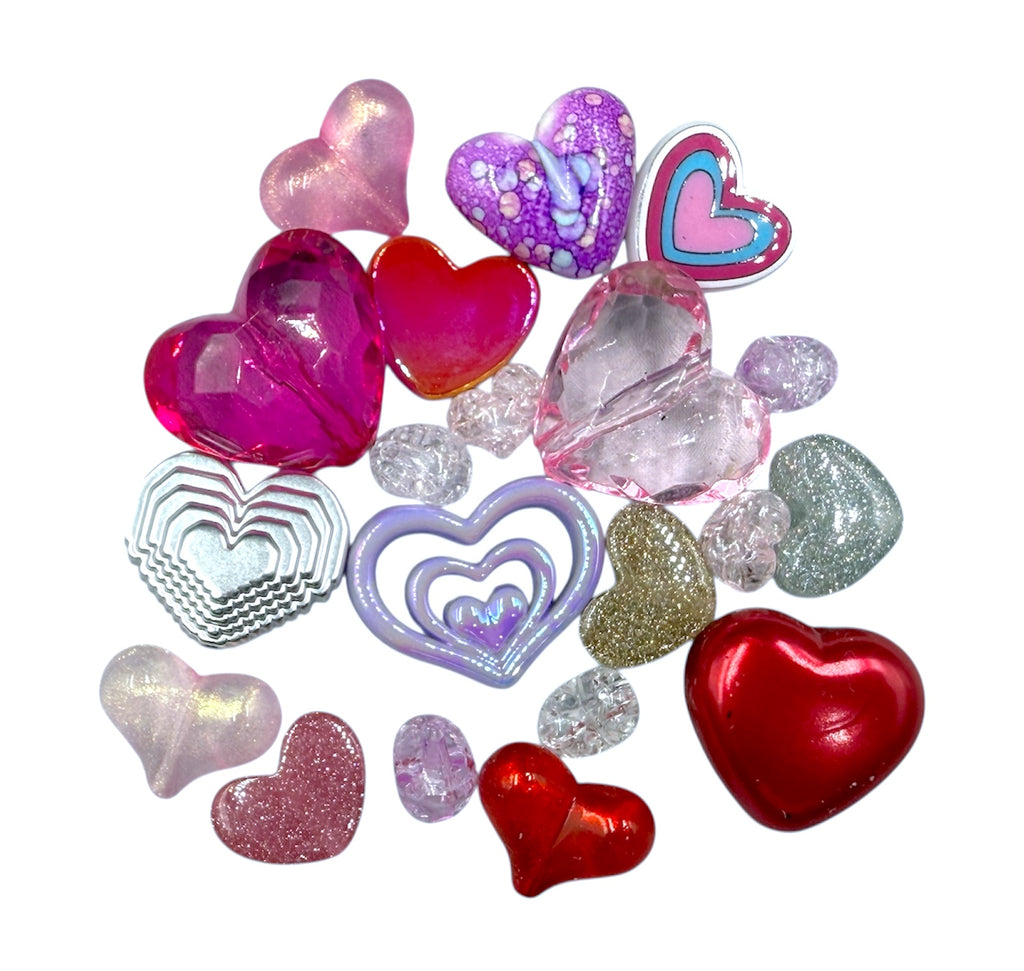 Valentine's Day Assorted Heart Acrylic Beads