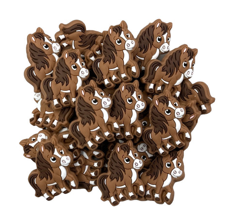 Dark Brown Horse Silicone Focal  Beads