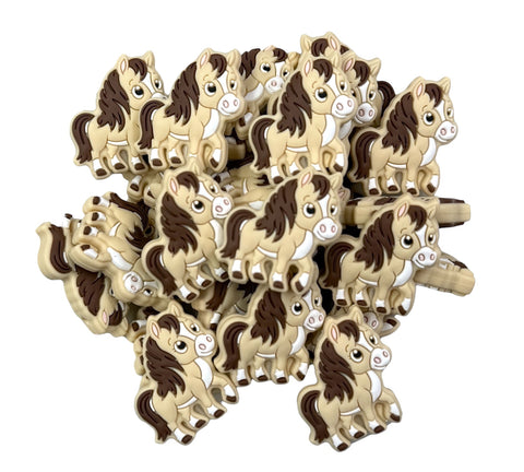 Light Brown Horse Silicone Focal Beads