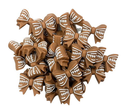Football Bow Silicone Focal Beads