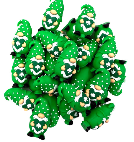 3D St Patrick's Day Gnome with Clover Silicone Focal Beads