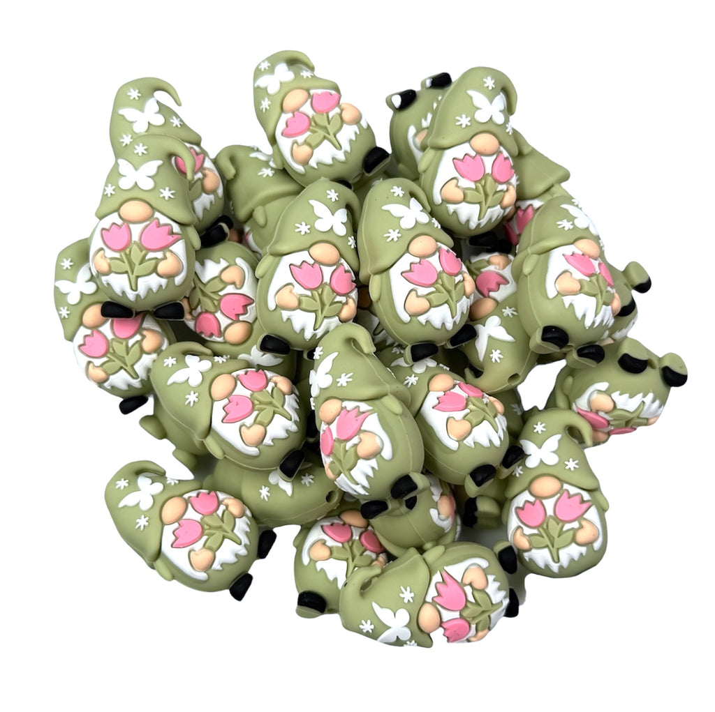 3D Spring Tulip Gnome Silicone Focal Beads