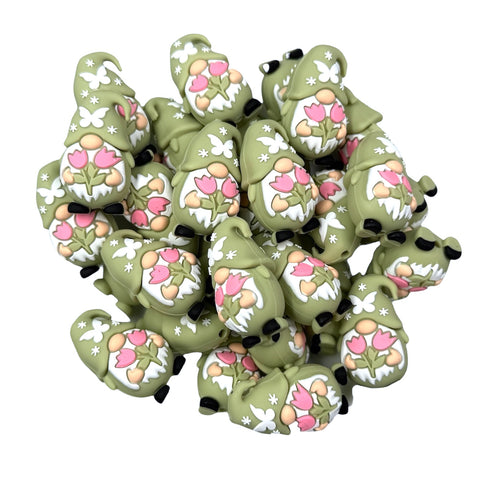 3D Spring Tulip Gnome Silicone Focal Beads