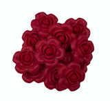40mm Cranberry Rose Flower Silicone Beads