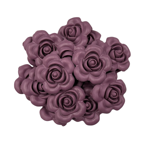 40mm Light Plum Rose Flower Silicone Beads