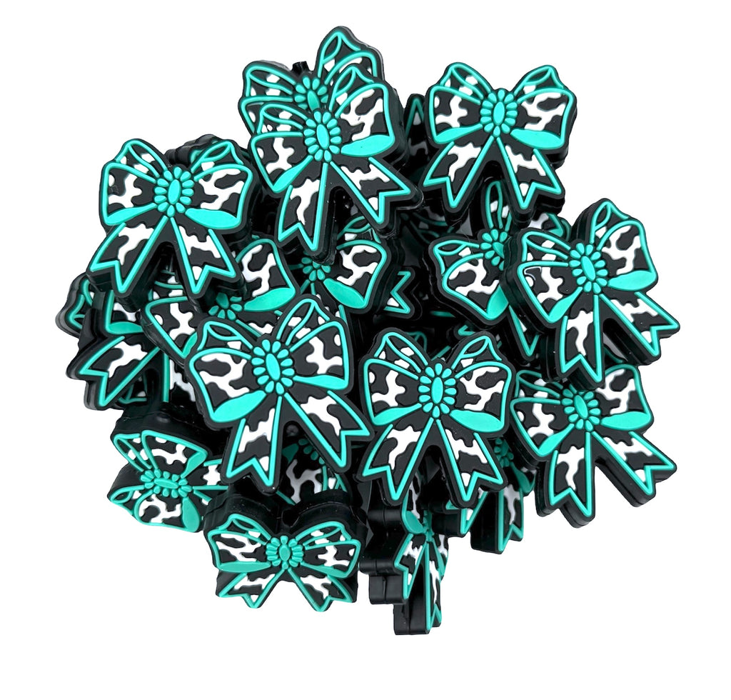 Turquoise Western Cow Bow Silicone Focal Beads