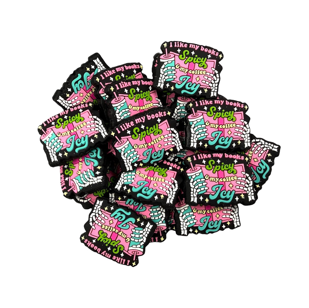 I Like My Books Spicy & My Coffee Icy Silicone Focal Beads