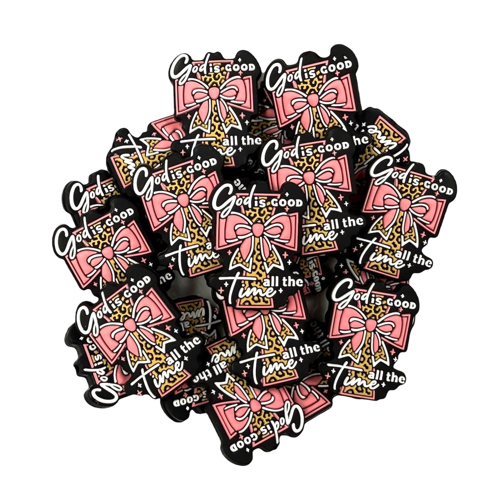 God Is Good All The Time Silicone Focal Beads--Pink