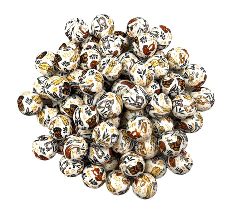 Dog Print Silicone Beads--15mm