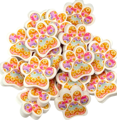 Rainbow Daisy Paw Print Silicone Focal Beads