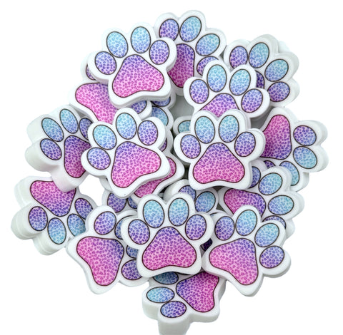 Purple and Blue Leopard Paw Print Silicone Focal Beads