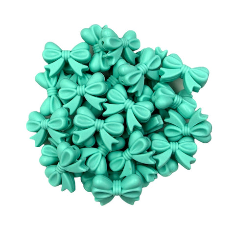 Light Turquoise Bow Silicone Focal Beads