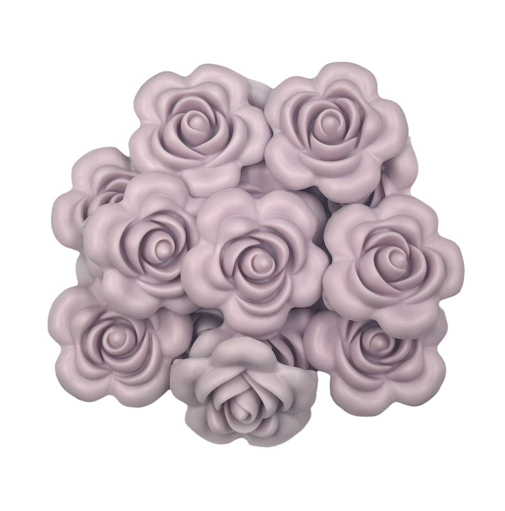 40mm Lilac Purple Flower Silicone Beads
