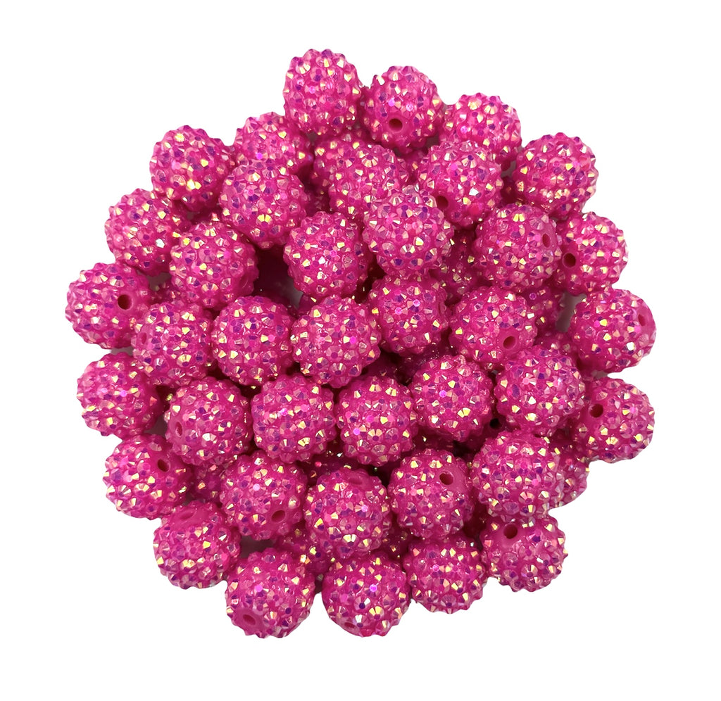 16mm Hot Pink AB Rhinestone Beads