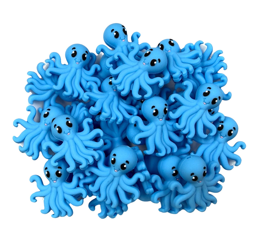 3D Blue Octopus Silicone Focal Beads